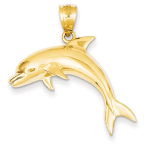 Large Dolphin Pendant in 14K Gold