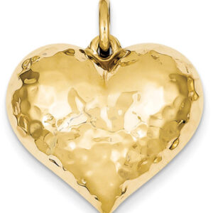 Large Hammered 14K Gold Heart Pendant