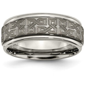 Laser-Etched Titanium Celtic-Knot Band