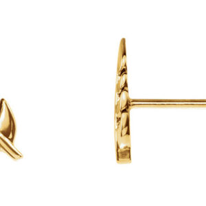 Leaf Post Stud Earrings, 14K Gold