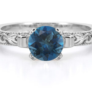 London Blue Topaz Art Deco Ring in Sterling Silver