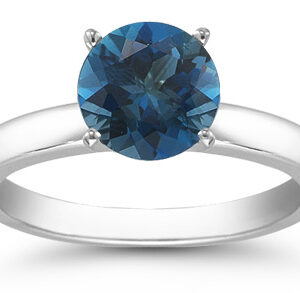 London Blue Topaz Solitaire Ring in Sterling Silver