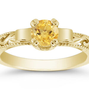 Lotus Flower Yellow Citrine Ring in 14K Yellow Gold