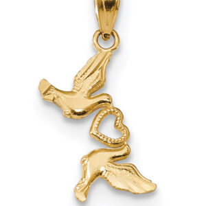 Love Birds Pendant with Heart in 14K Gold