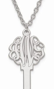 Monogram Key Necklace in 14K White Gold