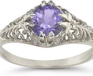 Mythical Amethyst Gemstone Ring in 14K White Gold