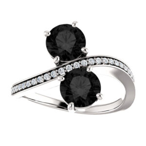 "Only Us" Black Diamond Two Stone Ring in 14K White Gold