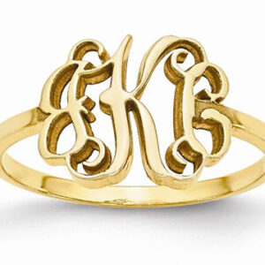 Ornamented Custom Monogram Ring in 14K Yellow Gold