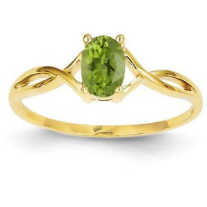 Oval Peridot Birthstone Ring in 14K Yellow Gold