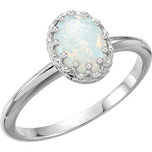 Oval White Australian Opal Ring