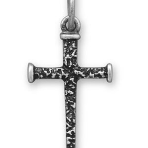 Oxidized Cross of Nails Pendant, Sterling Silver