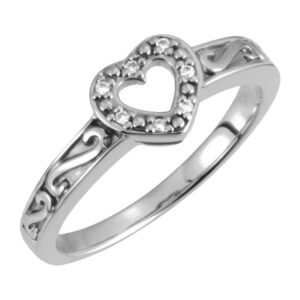 Paisley 7-Diamond Heart Ring in White Gold