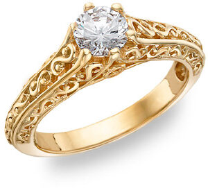 Paisley Design 1/2 Carat Diamond Ring, 14K Gold