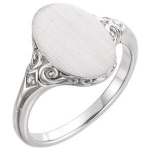 Paisley Scroll Signet Ring, 14K White Gold