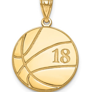 Personalized 14K Gold Basketball Necklace with Number and Name