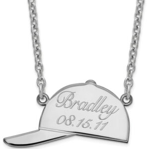 Personalized Baseball Cap Necklace in Sterling Silver