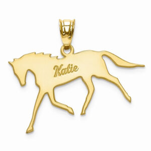 Personalized Horse Name Pendant in 14K Gold