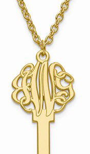 Personalized Monogram Key Pendant Necklace in 14K Yellow Gold