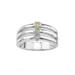 Personalized Mother's Heart Ring with CZ Stones