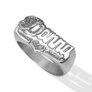 Personalized Name Plate Ring with Heart in Sterling Silver