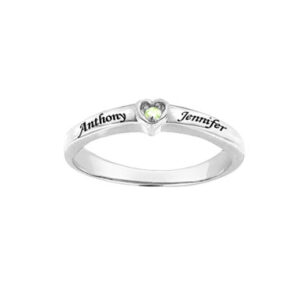 Personalized and Engraved CZ Heart Ring in Sterling Silver