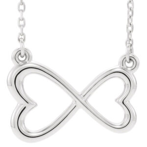 Petite 14K White Gold Infinity Double-Heart Necklace