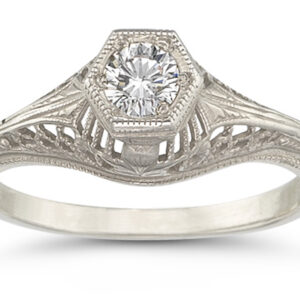 Platinum Vintage Art Deco 1/4 Carat Diamond Engagement Ring