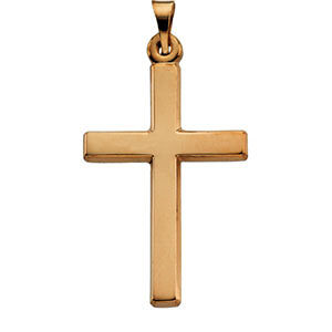 Polished Plain Latin Cross Pendant 14K Yellow Gold