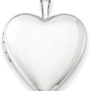 Polished and Plain Heart Locket Necklace, Sterling Silver