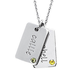 Posh Mommy Engravable Mini Dog Tag Pendant, Sterling Silver