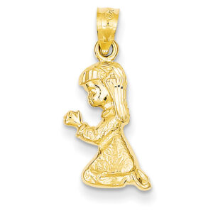 Praying Girl Pendant, 14K Gold