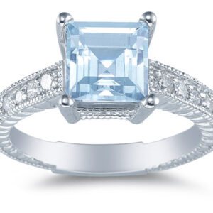 Princess-Cut Aquamarine Ring in Sterling Silver