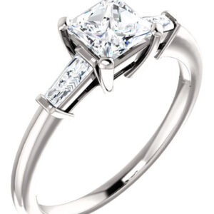 Princess-Cut and Baguette Cubic Zirconia Ring in 14K White Gold