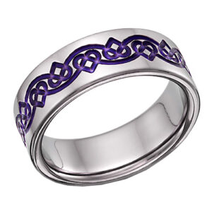 Purple Celtic Heart Love Knot Wedding Band Ring