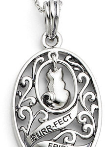 Purr-fect Friend Sterling Silver Cat Pendant