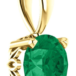 Rain-Forest Green Topaz Swarovski Solitaire Pendant in 14K Yellow Gold