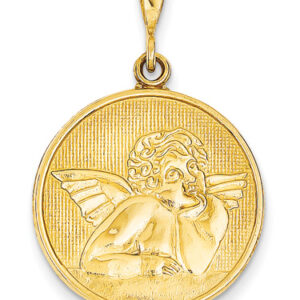 Renaissance Angel Medallion Pendant, 14K Yellow Gold