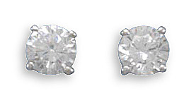 Rhodium Plated 6mm CZ Stud Earrings