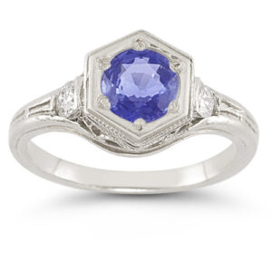 Roman Art Deco Tanzanite and Diamond Ring