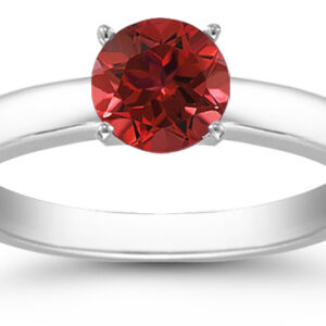 Ruby Gemstone Solitaire Ring in 14K White Gold