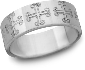 Saint Mark's Cross Wedding Band, 14K White Gold