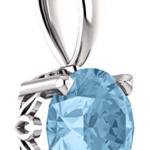 Sky-Blue Topaz Solitaire Pendant Made in Sterling Silver