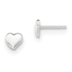 Small 14K White Gold Heart Stud Earrings