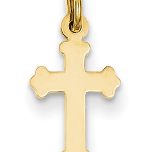 Small Plain Polished Heraldry Cross Pendant, 14K Yellow Gold