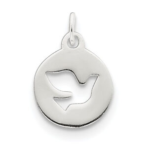 Small Silver Holy Spirit Dove Circle Pendant