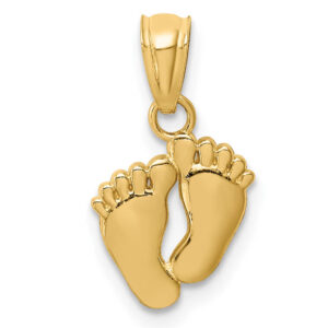 Small Toddler's Feet Pendant, 14K Yellow Gold