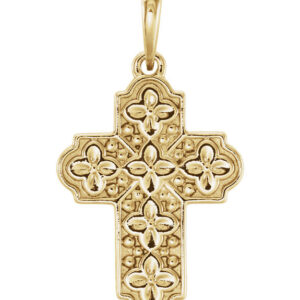 Small Women's 14K Gold Floral Cross Pendant