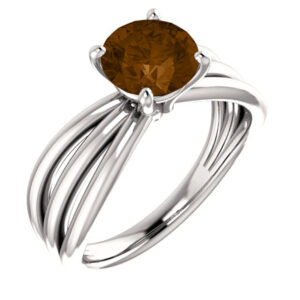 Smoky Quartz Tri-Band Ring in Sterling Silver