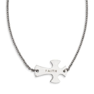 Stainless Steel Faith Sideways Cross Pendant