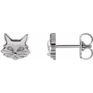 Sterling Silver Cat Stud Earrings